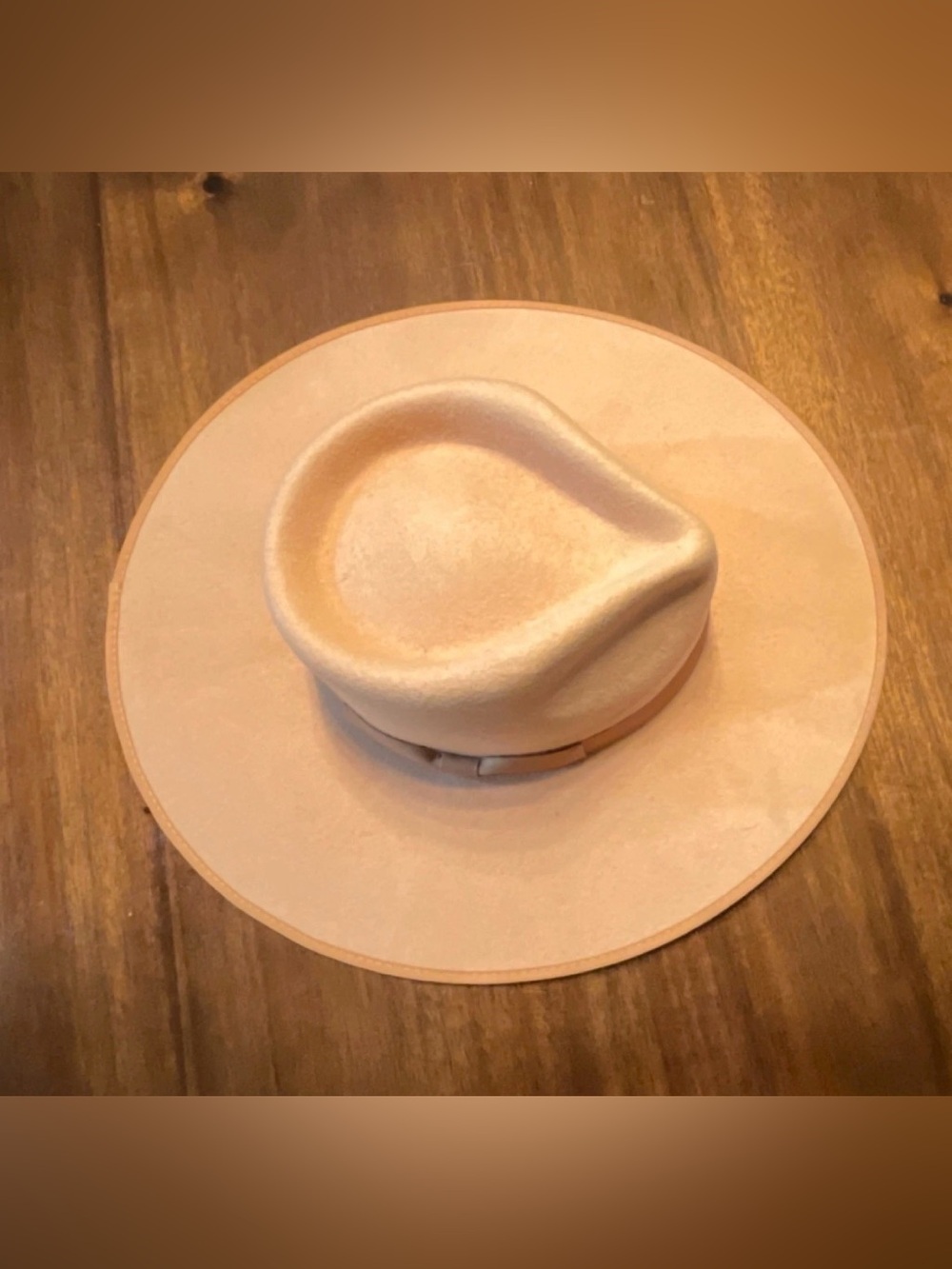 Wide Brim Fedora Hat Taupe Australian Wool Brand: “Lack of Color” Women’s Small - Picture 3 of 7